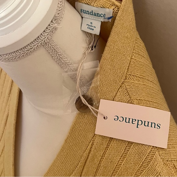 New Sundance Yellow Silk Blend Ribbed Granola Indie Downtown Sweater - Picture 6 of 7